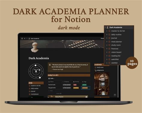 Dark Academia Notion Template